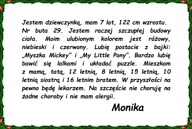 MOPR - list od Moniki