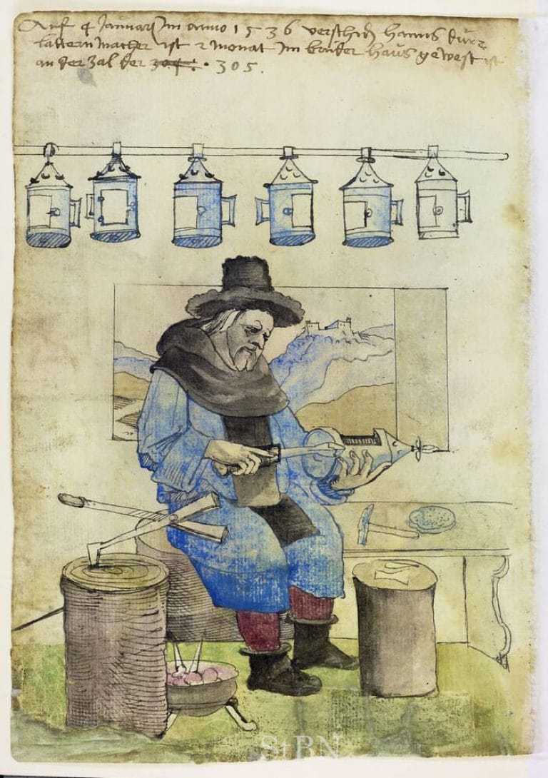 Latarnik przy pracy, il. Hans Dürr, 1536 r.