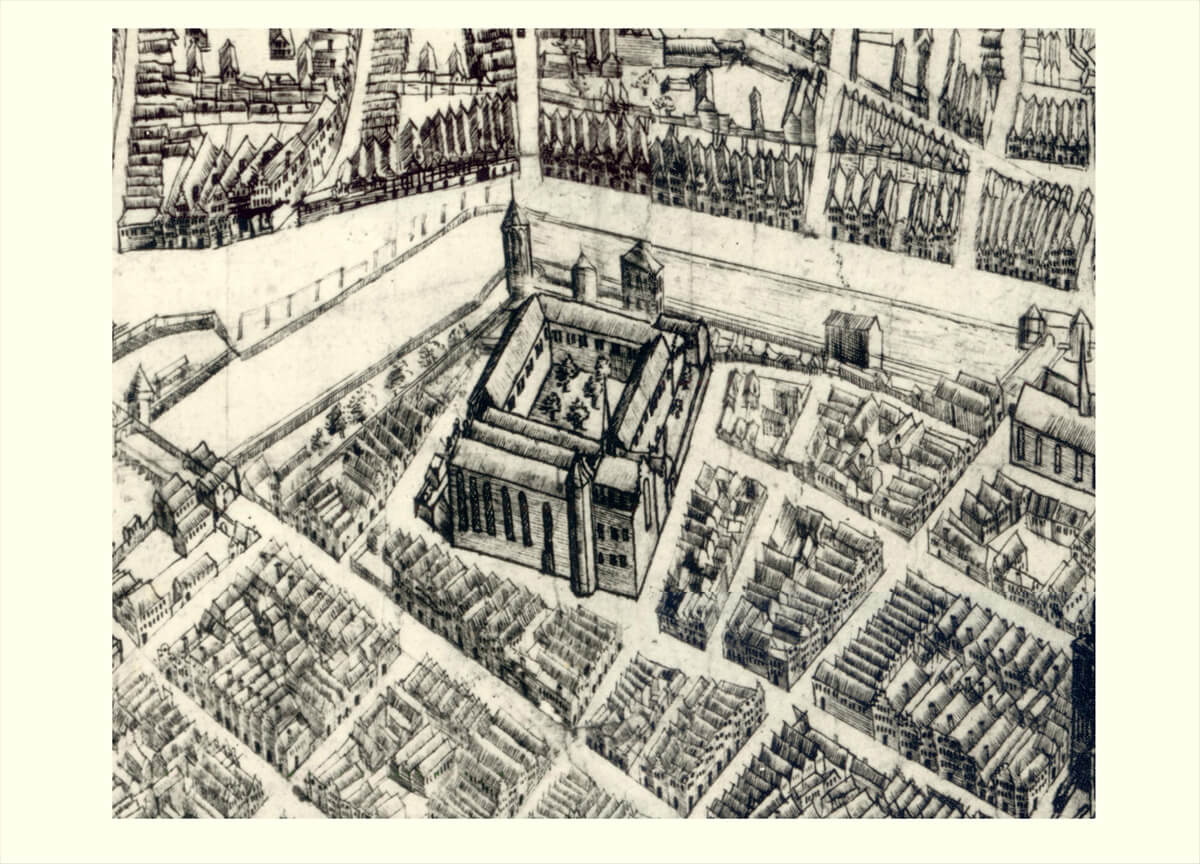 Plan klasztoru dominikańskiego na tzw. planie sztokholmskim, 1601 r.
